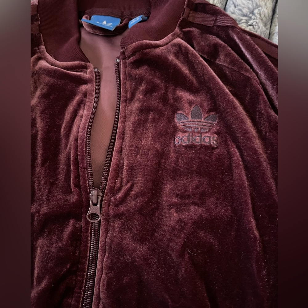 adidas Burgundy Velvet Leggings - Picture 2 of 6